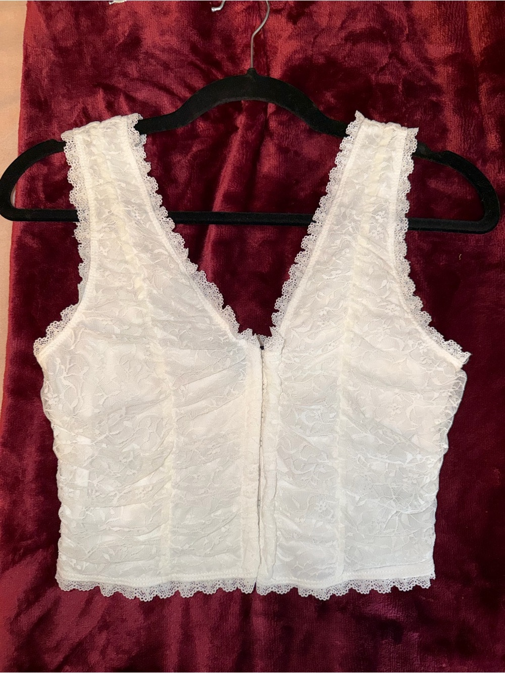 White Lace Crop Corset Style Tank